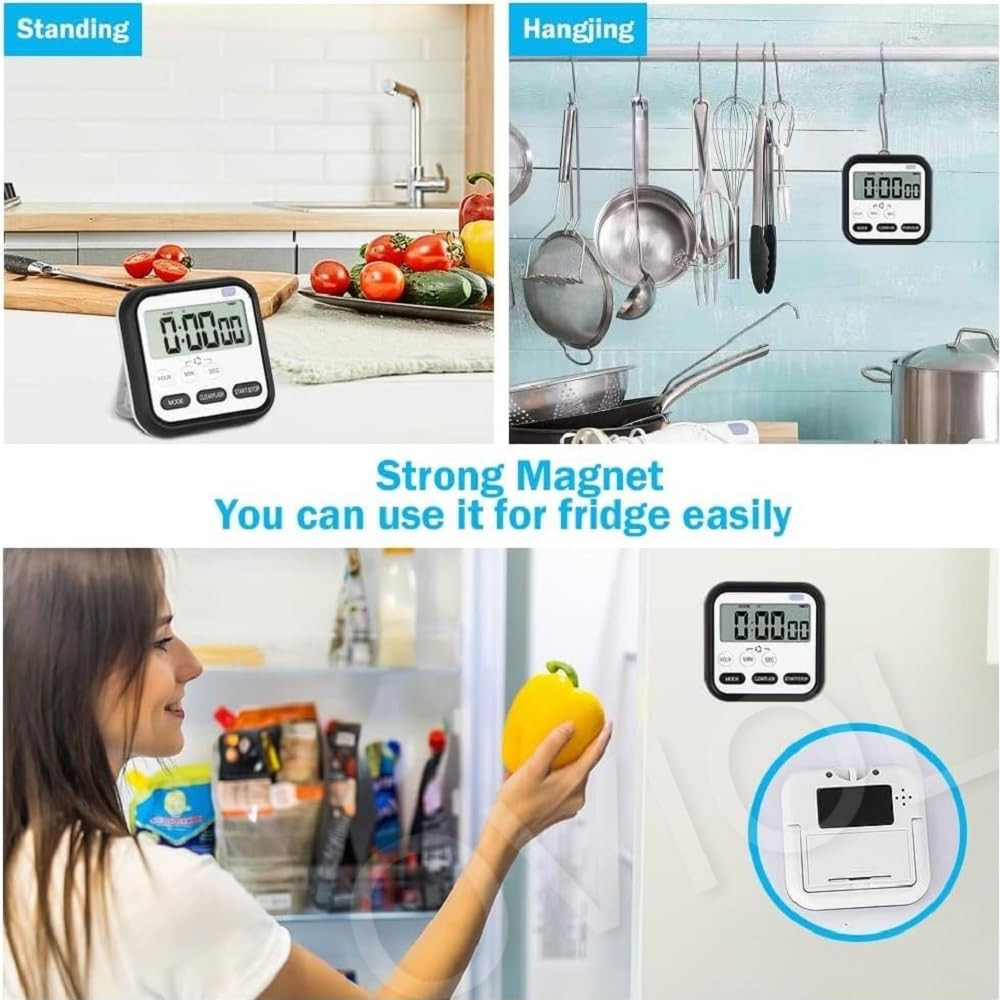 Oviol Stopwatch Timer For Study Kitchen Timer Large Lcd Screen 24Hr Digital Display Magnetic Retractable Stand Loud Alarm Stop W